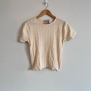 Cream Ribbed Women's Top